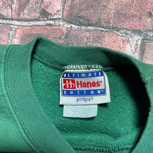 Vintage 90s Bemidji State University Football Sweatshirt Green Size M Beavers - Picture 4 of 6